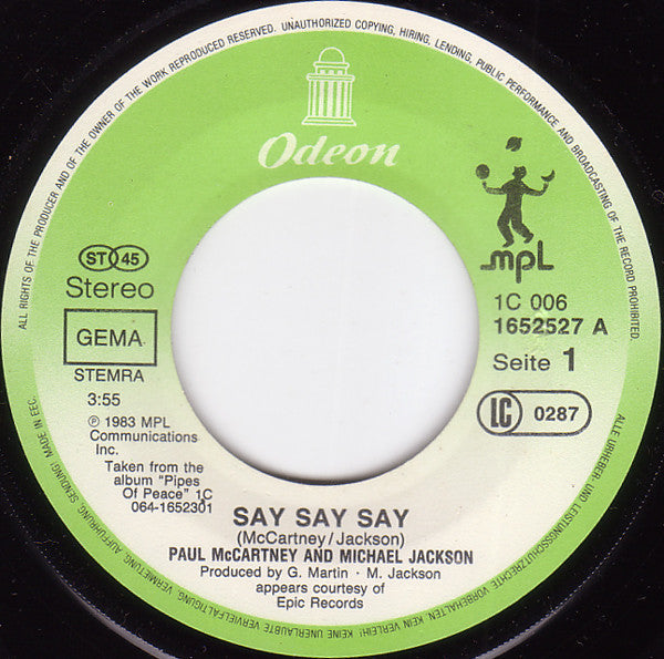 Paul McCartney & Michael Jackson : Say Say Say (7", Single)