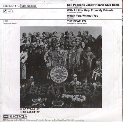 The Beatles : Sgt. Pepper's Lonely Hearts Club Band / With A Little Help From My Friends (7", Single)