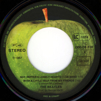 The Beatles : Sgt. Pepper's Lonely Hearts Club Band / With A Little Help From My Friends (7", Single)