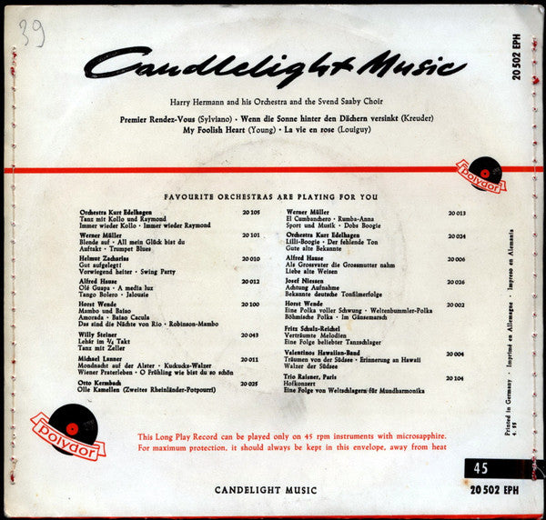 Svend Saaby Koret, Das Orchester Harry Hermann : Candlelight Music (7", EP, Mono)