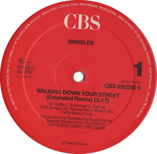 Bangles : Walking Down Your Street (12", Maxi)