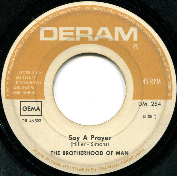 Brotherhood Of Man : United We Stand / Say A Prayer (7", Single, Mono)