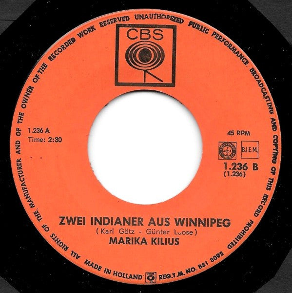 Marika Kilius : Wenn Die Cowboys Traumen / Zwei Indianer Aus Winnipeg (7", Single, Gre)