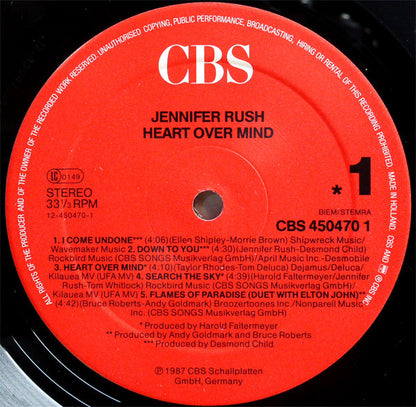 Jennifer Rush : Heart Over Mind (LP, Album)