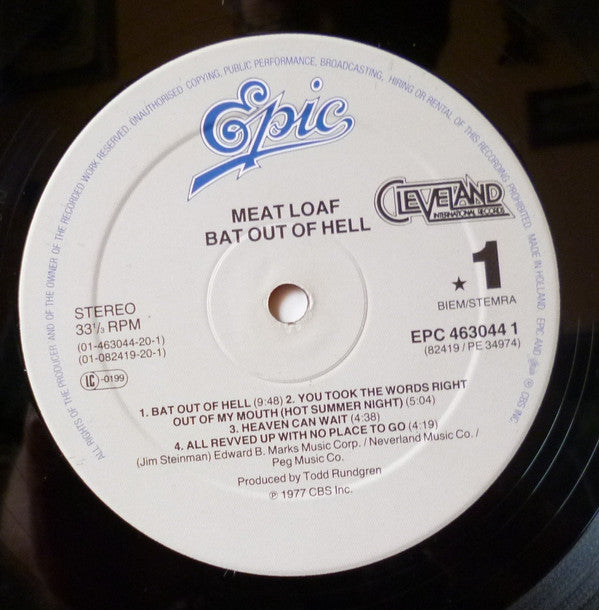 Meat Loaf : Bat Out Of Hell (LP, Album, RE)