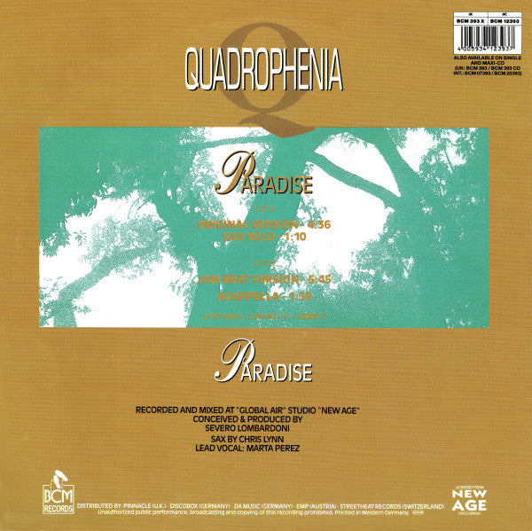 Quadrophenia : Paradise (12", Maxi)