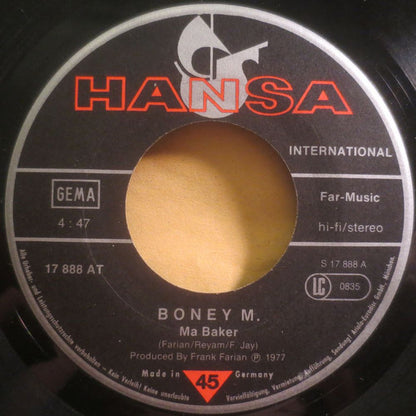 Boney M. : Ma Baker / Still I'm Sad (7", Single)
