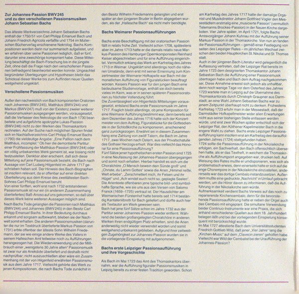 Johann Sebastian Bach - Peter Schreier, Staatskapelle Dresden : Johannes - Passion BWV 245 • 3 Arien Fassung 1725 (2xLP)