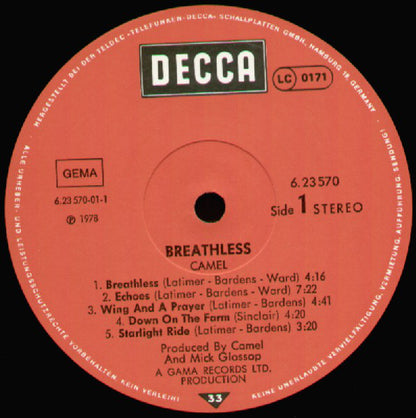 Camel : Breathless (LP, Album, Son)