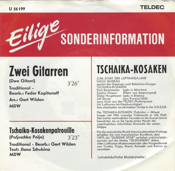 Die Tschaika-Kosaken : Zwei Gitarren (7", Single, Promo)
