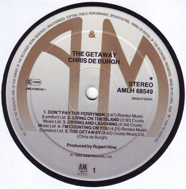 Chris de Burgh : The Getaway (LP, Album)