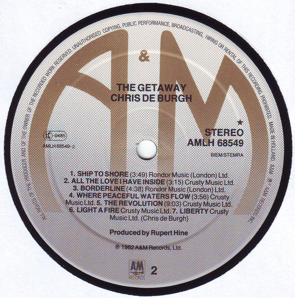 Chris de Burgh : The Getaway (LP, Album)