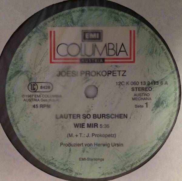 Joesi Prokopetz : Lauter So Burschen Wie Mir (12", Maxi)
