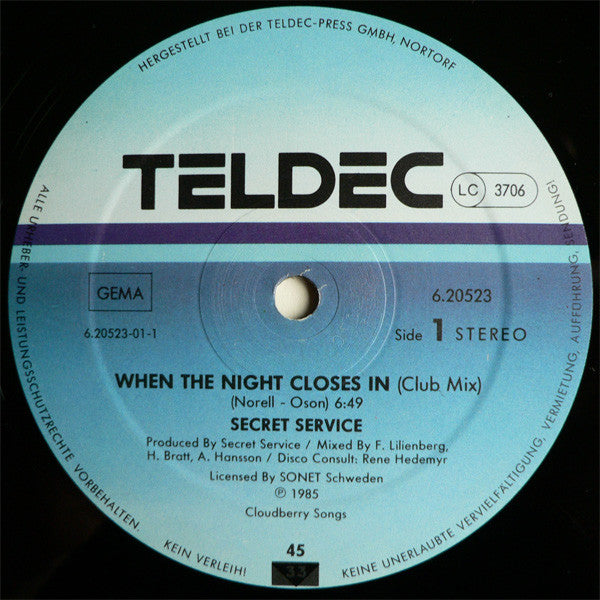 Secret Service : When The Night Closes In (12", Maxi)