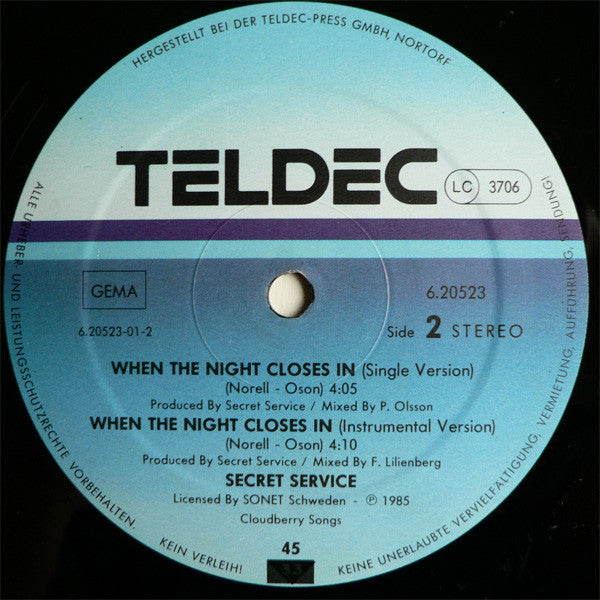 Secret Service : When The Night Closes In (12", Maxi)