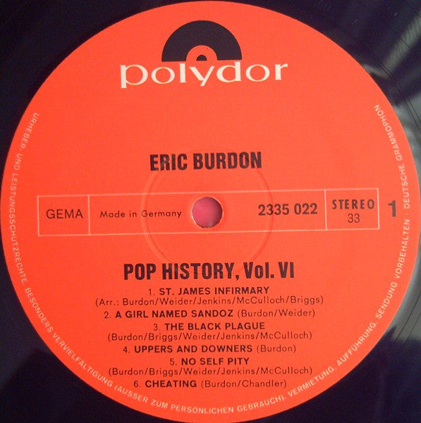 Eric Burdon And The Animals* : Pop History Vol 6 (2xLP, Comp)