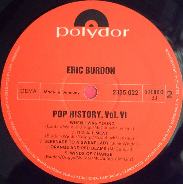 Eric Burdon And The Animals* : Pop History Vol 6 (2xLP, Comp)