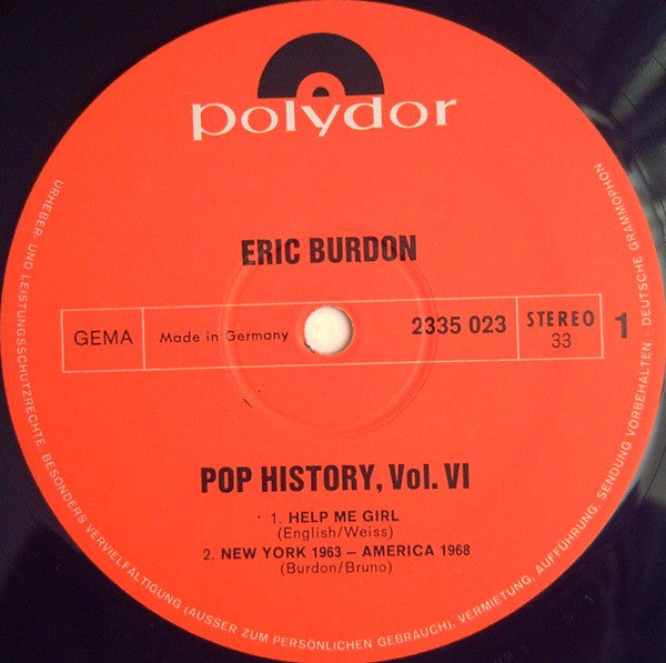 Eric Burdon And The Animals* : Pop History Vol 6 (2xLP, Comp)