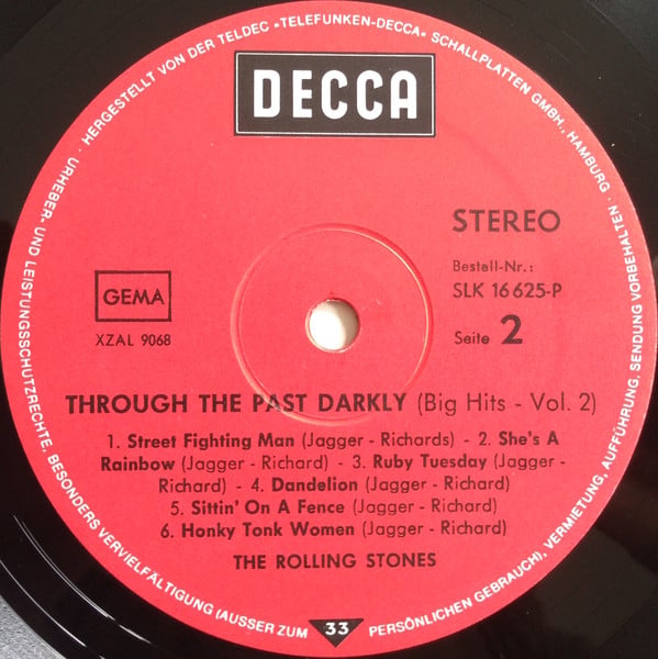 The Rolling Stones : Through The Past, Darkly (Big Hits Vol. 2) (LP, Comp, RE, Gat)