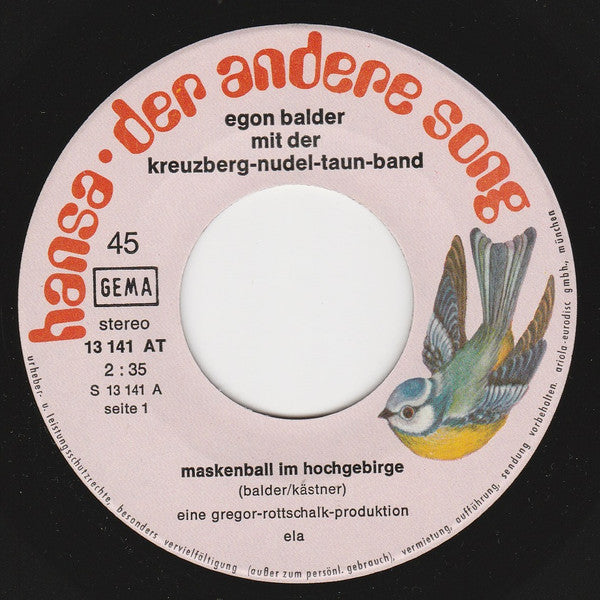 Hugo Egon Balder : Maskenball Im Hochgebirge / Schmalzer In F (7", Single)
