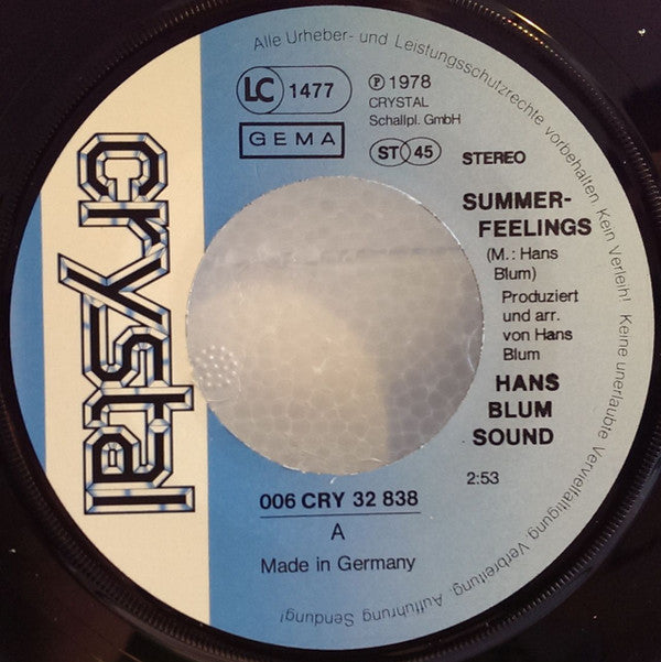 Hans Blum : Summerfeelings / Ja, Liebe Ist (7", Single)