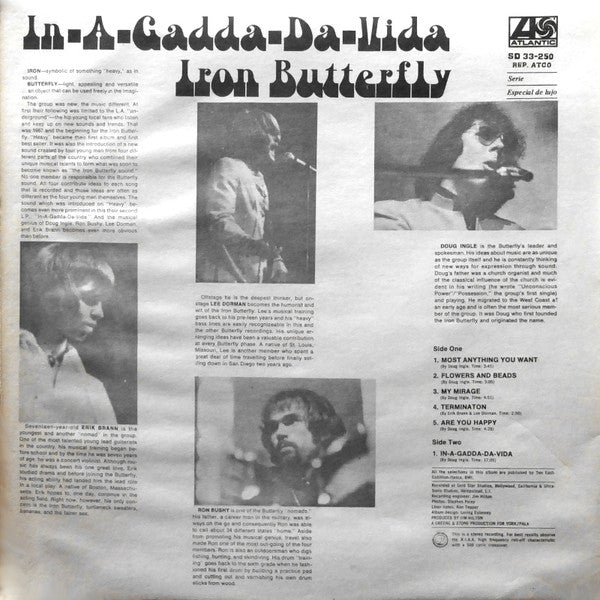Iron Butterfly : In-A Gadda-Da-Vida (LP, Album, RE, San)