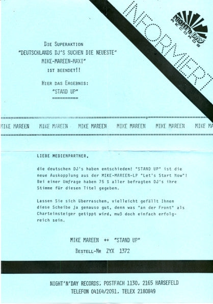 Mike Mareen : Stand Up (7", Single)