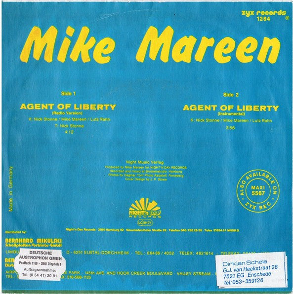 Mike Mareen : Agent Of Liberty (7", Single)