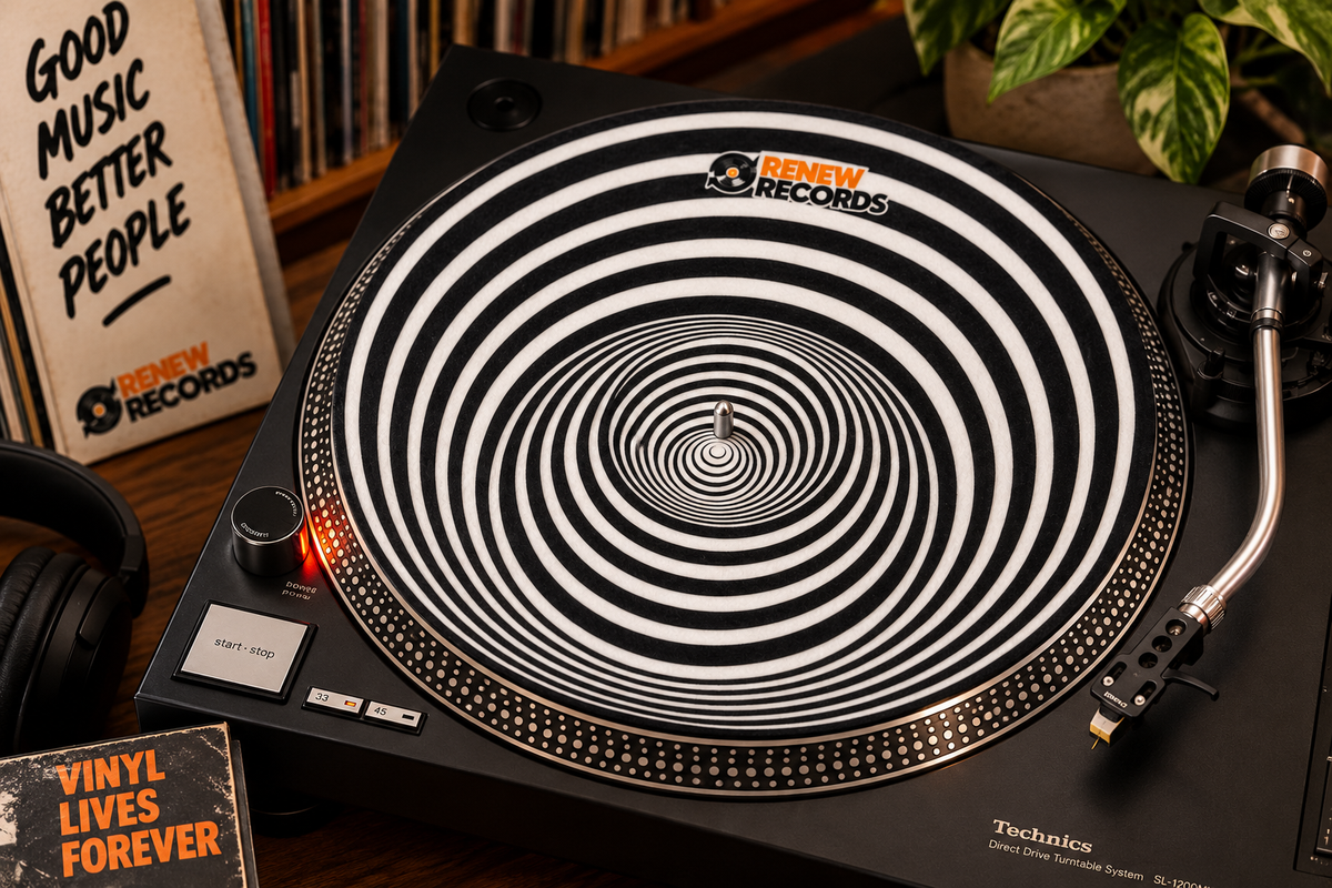 RenewRecords Psychedelische Slipmat – Zwart/Wit