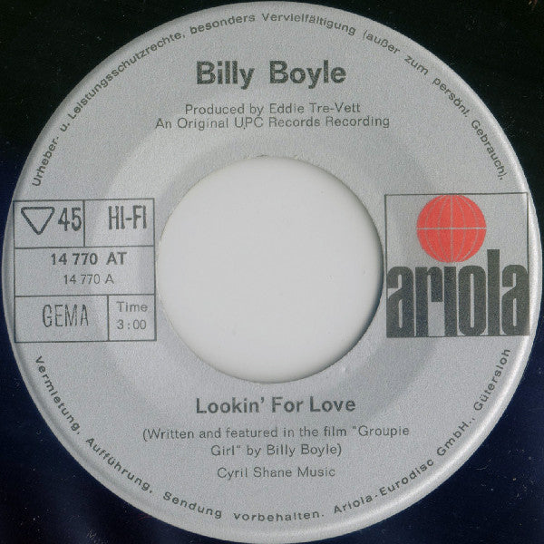 Billy Boyle : Lookin' For Love (7", Single)