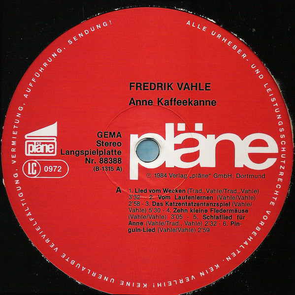 Fredrik Vahle Mit Dietlind Grabe : Anne Kaffeekanne (LP, Album)