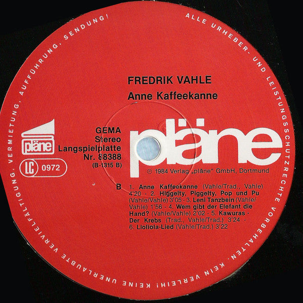 Fredrik Vahle Mit Dietlind Grabe : Anne Kaffeekanne (LP, Album)