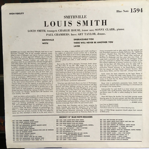 Louis Smith (2) : Smithville (LP, Album, Mono, RE)