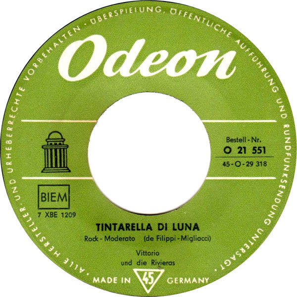 Vittorio* Und Die Rivieras : Tintarella Di Luna (7", Single, Mono)