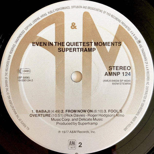 Supertramp : Even In The Quietest Moments... (LP, Album, RE)