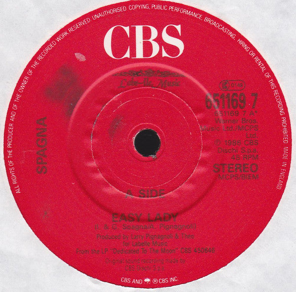 Spagna* : Easy Lady (7", Single, RE)