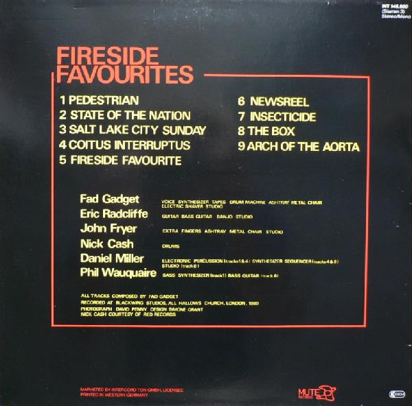 Fad Gadget : Fireside Favourites (LP, Album)