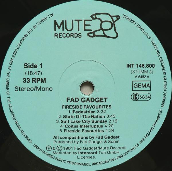 Fad Gadget : Fireside Favourites (LP, Album)