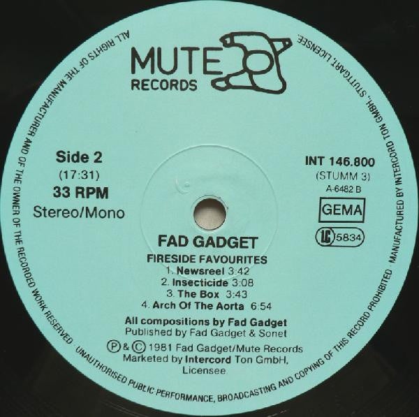 Fad Gadget : Fireside Favourites (LP, Album)