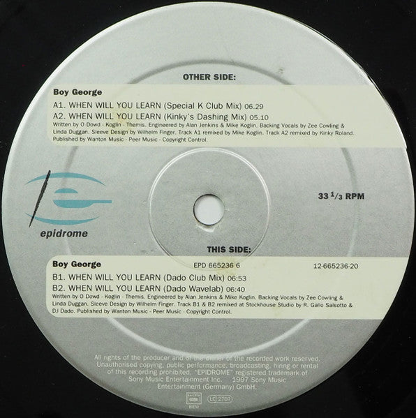Boy George : When Will You Learn (12")