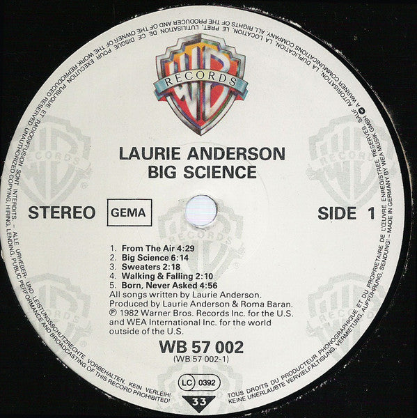 Laurie Anderson : Big Science (LP, Album)