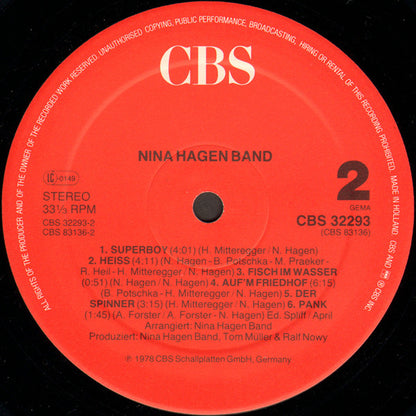 Nina Hagen Band : Nina Hagen Band (LP, Album, RE)