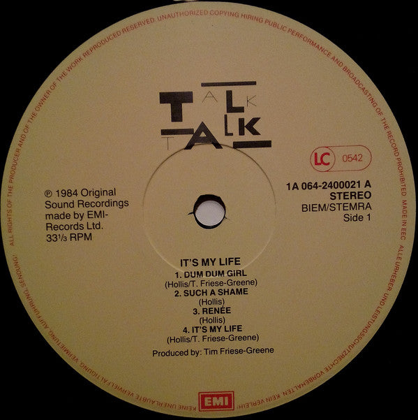 Talk Talk : It's My Life (LP, Album, Red)