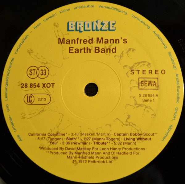 Manfred Mann's Earth Band : Manfred Mann's Earth Band (LP, Album, RE)