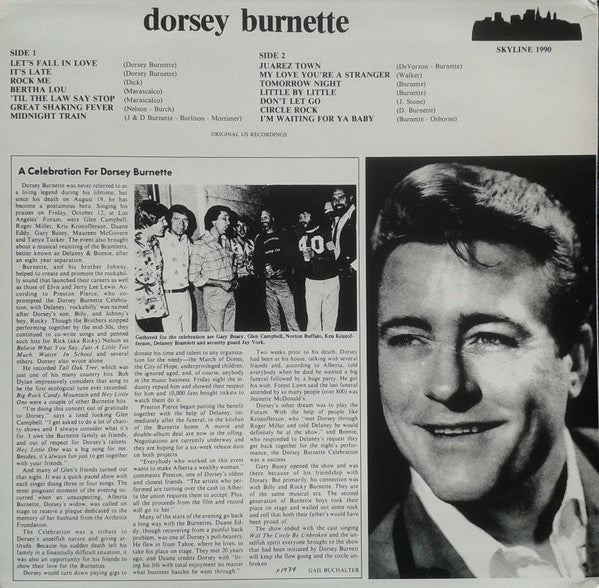 Dorsey Burnette : Dorsey Burnette (LP, Comp)