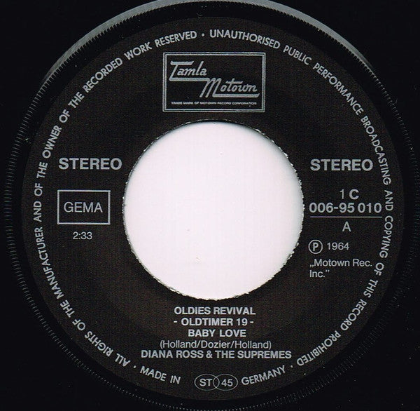 The Supremes : Baby Love / Stop! In The Name Of Love (7", Single, Pur)