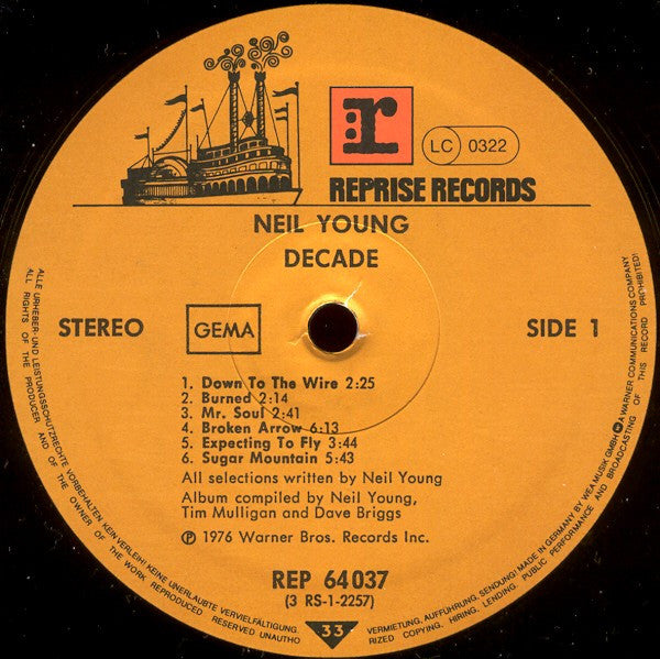 Neil Young : Decade (3xLP, Comp, RP, Gat)