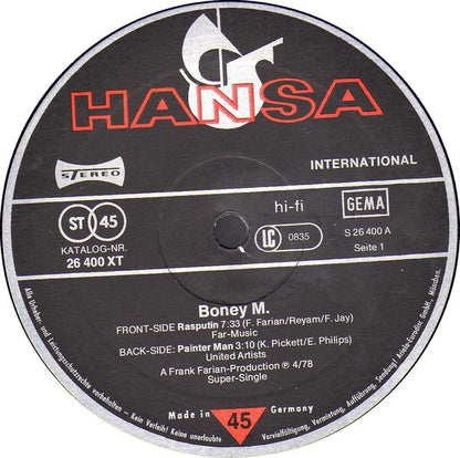 Boney M. : Rasputin / Painter Man (12", Maxi, Ltd)