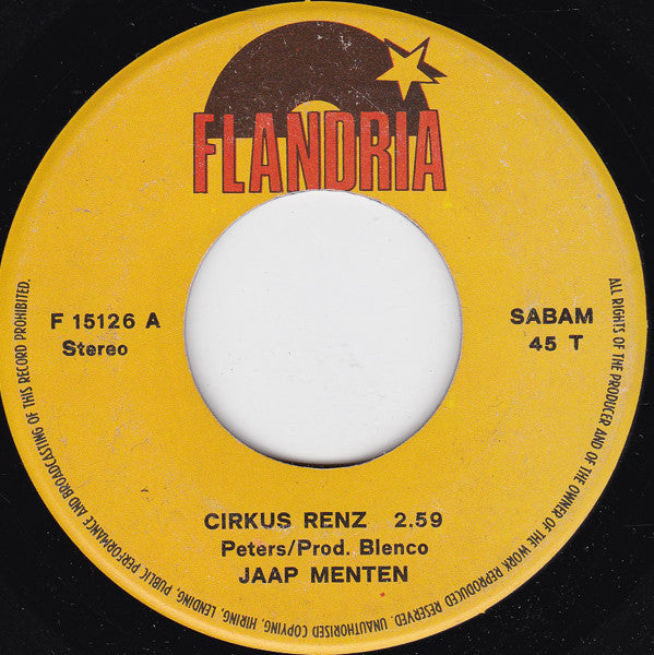 Jaap Menten : Cirkus Renz (7", Single)