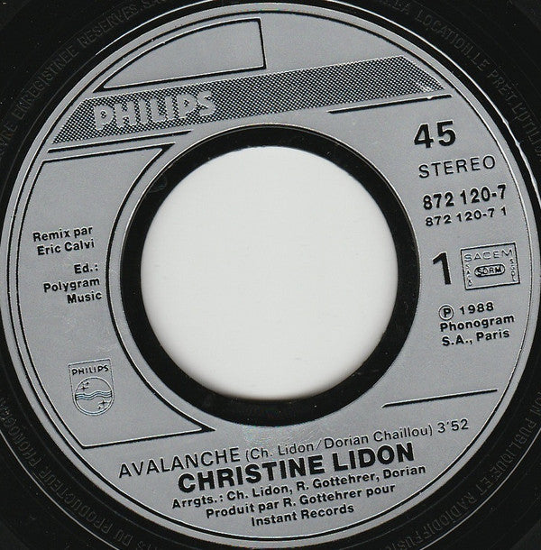 Christine Lidon : Avalanche  (7", Single)